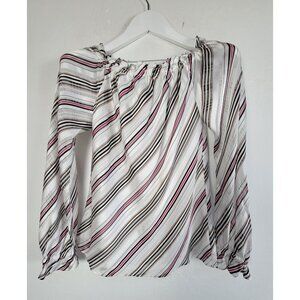 White House Black Market Long Sleeve Striped Off-The-Shoulder Blouse XS New $89